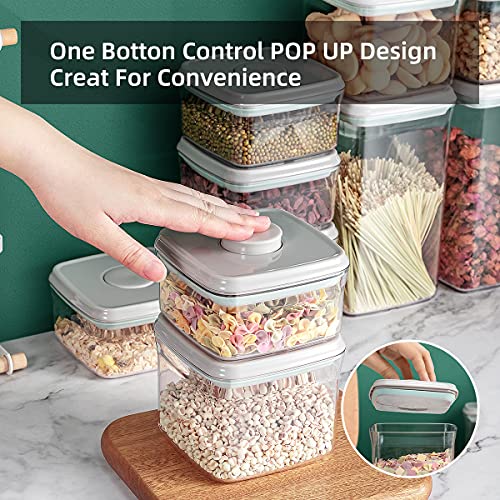 Food Airtight Containers (1500ml) 1.5 Qt Pop Up Food Formula Container With Lids, Bpa-Free One Button Open Stackable Container for Coffee Tea Brown Sugar Cereals - 8 Labels - Clear - color: 1.5 QT