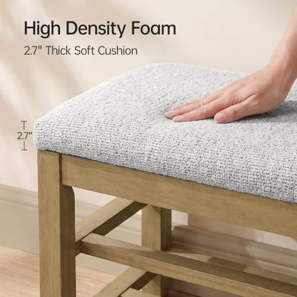 VKNOW 44.3” Entryway Bench, 2-Tier Upholstered Shoe Storage Bench, Beige | Shoe Bench with Rubberwood Legs, Shoe Rack for Entryway, Hallway, End of Bed, Living Room - color: Beige1