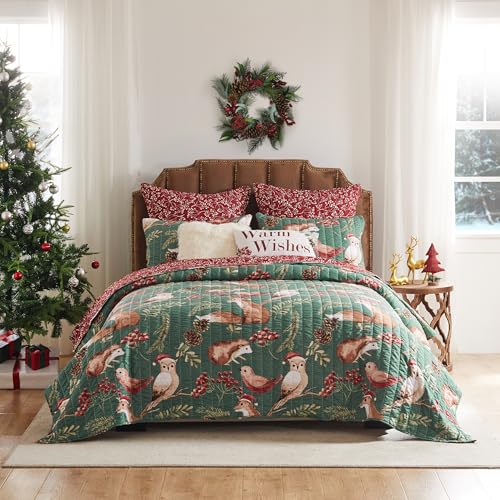 Greenland Home Willow Novelty Forest Animals Reversible Quilt Set, 2-Piece Twin, Holiday - color: Holiday, size: 2-Piece Twin