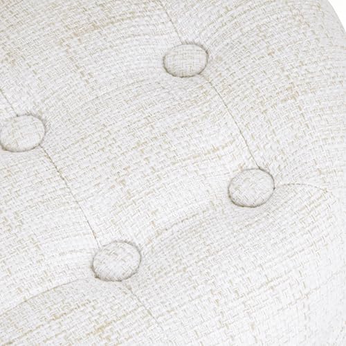 HomePop 19" Button Tufted Round Storage Ottoman - Cream Textured Solid - color: Cream Textured Solid