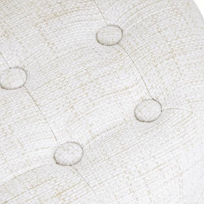 HomePop 19" Button Tufted Round Storage Ottoman - Cream Textured Solid - color: Cream Textured Solid