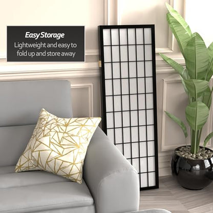 4 ft. Short Window Pane Shoji Screen - Black - 3 Panels - color: Black, size: 3 Panels