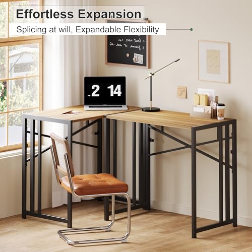 Lutown-Teen Narrow Folding Computer Desk 35 inch, Espresso | Writing Gaming Computer Camping Desk for Small Spaces, No Assembly Required Home Office Desk - color: Espresso, size: 35 Inch