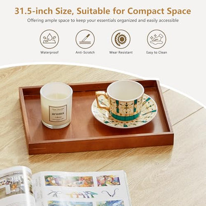 33" Round Coffee Table with Lift-Top & Flip-Top Storage, Modern Accent Fluted Coffee Tables with Metal Frame, Wooden Circle Center Table for Living Room Small Space Apartment Office (Natural) - color: Natural 33" Round Lift-top & Flip-top