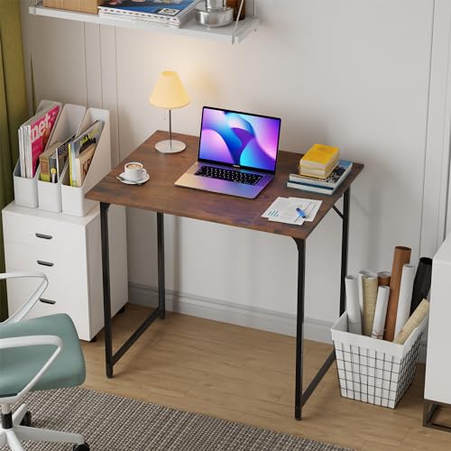 FDW 32 inches Office Small Computer Desk/Home Office Desk/Study Student Writing Desk/Modern Simple Style Desk,Brown - color: Brown, size: 32 Inches