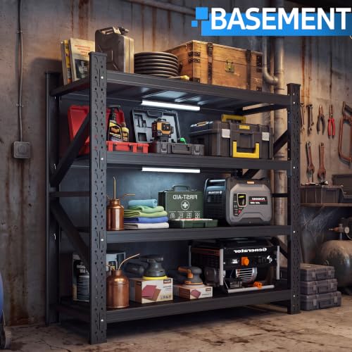 71" W Heavy Duty Garage Shelving, 5000LBS Industrial 4-Tier Rack | 69"H x 70.6"W x 23.6"D adjustable metal shelving for garage,warehouse,basement storage - size: 70”H*71”W*23.6”D