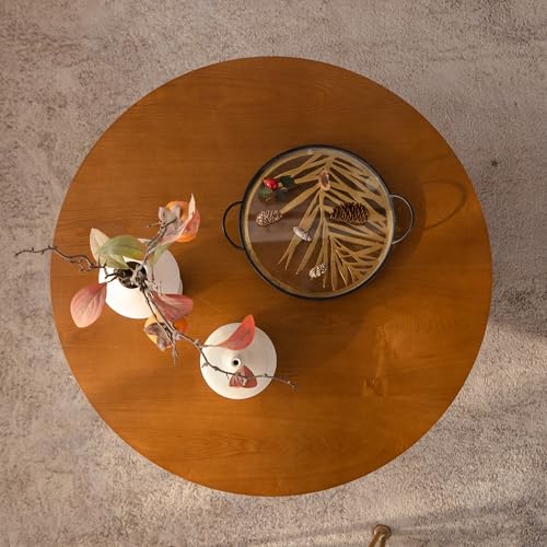 31.5" Round Coffee Table with 3 Teddy Fabric Nesting Stools, Rustic Farmhouse Multifunctional Center Table Set with Hidden Storage, Tea Table for Living Room, Easy Assembly - Walnut - color: 31.5" Coffee Table With 3 Nesting Stools