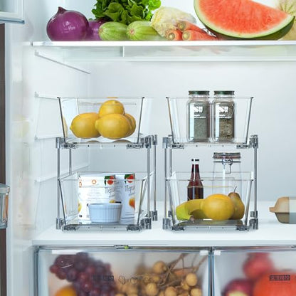 Simple Houseware 2Pcs 2-Tier Slim Drawer Cabinet Pull-Out Organizer, Clear - size: 2-Pack