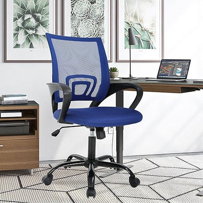 PayLessHere Office Computer Chair Ergonomic Cheap Desk Chair Adjustable Comfortable Mid Back Task Rolling Swivel with Lumbar Support for Home Office (Pack of 2, Blue) - color: Blue, style: pack of 2