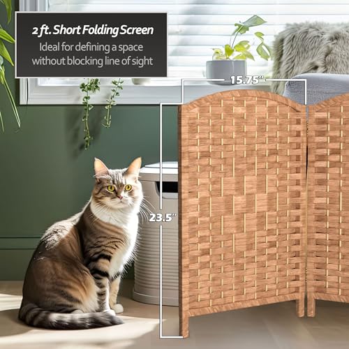 Red Lantern 2 ft. Short Diamond Weave Fiber Folding Screen - Natural - 8 Panel - color: Natural, size: 8 Panel