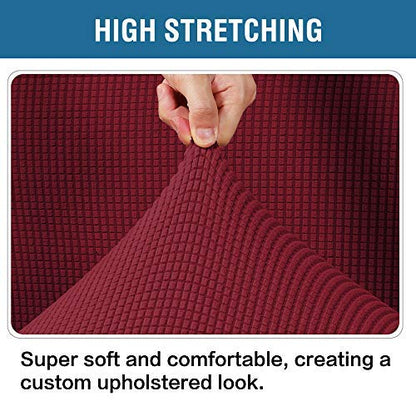 H.VERSAILTEX Ottoman Cover Slipcover Rectangle Fit Length 29'-34' Footrest Sofa Slipcovers Stool Cover Footstool Protector Covers Feature Stretch Soft Jacquard Fabric Removable Washable - Burgundy - color: Wine/Burgundy, size: Rectangle-Large