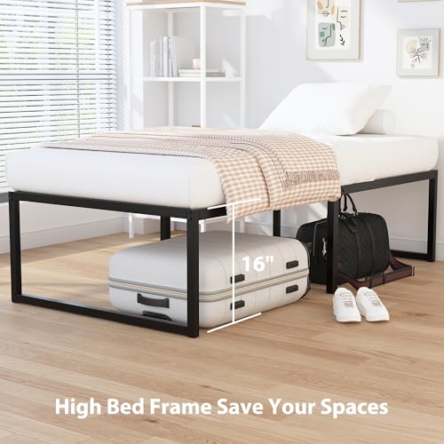 EMODA 16 Inch Narrow Twin Bed Frame 30x75, Heavy Duty Metal Platform | No Box Spring Needed, Easy Assembly, Noise Free, Black - color: Black, size: Narrow Twin, style: 16 inch