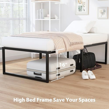 EMODA 16 Inch Narrow Twin Bed Frame 30x75, Heavy Duty Metal Platform | No Box Spring Needed, Easy Assembly, Noise Free, Black - color: Black, size: Narrow Twin, style: 16 inch