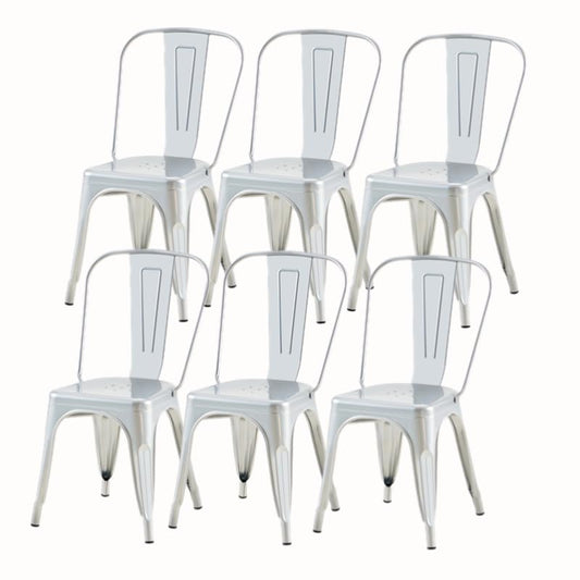 Metal Dining Chairs Set of 6 Moonlight Silver Color | Silver Outdoor Metal Chairs for Farmhouse Kitchen,Bistro,Dining Room,Patio Outdoor - color: Moonlight Silver