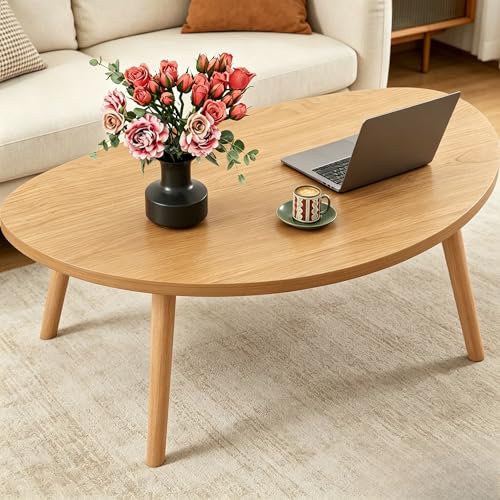 Coffee Table, 31.5" Low Coffee Tables with Solid Wood Legs Kidney Natural | Floor Table Desk for Sitting on The Floor, Easy Assembly Small Space Coffee Tables for Living Room, Apartment, Office - color: 31.5"l Kidney Natural