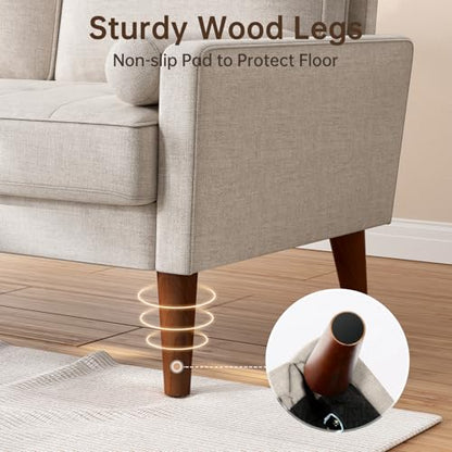 Vesgantti 48" Loveseat Sofa, Small Couch with Solid Wood Legs | Solid Wood Legs - color: Beige