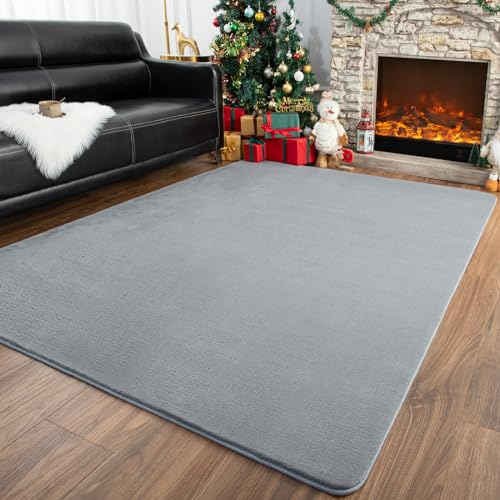 Przemy 6x9 Grey Super Soft Area Rug for Living Room Bedroom | Washable Thickened Memory Foam Rugs, Modern Aesthetic Indoor Carpet for Kids Boys Room Dorm Playroom Home Decor - color: Grey, size: 6' x 9' (Rectangular)