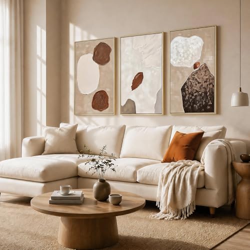 Large Beige Wall Art 24x36 Inch Neutral Earth Tone Clay | Brown Texture Paintings Artwork for Walls,living room Modern Minimalist Decor for Hallway Office Wall Decor - color: Grey Brown