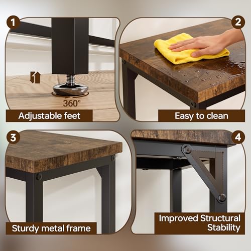 Narrow Entryway Console Table & Sofa Side Table - Industrial Hallway Table for Small Spaces, Behind Couch Table, Multi-Functional Living Room Bedroom Office,Brown, 29.5" x 9.4" x 29.5" - color: Brown