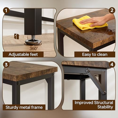 Narrow Entryway Console Table & Sofa Side Table - Industrial Hallway Table for Small Spaces, Behind Couch Table, Multi-Functional Living Room Bedroom Office,Brown, 29.5" x 9.4" x 29.5" - color: Brown