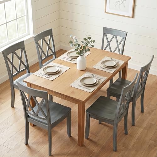 DUHOME Wood Dining Chairs Set of 2,Farmhouse Dining Side Chairs with Cross Back Wooden Kitchen Chairs for Home Kitchen, Dining Room Grey - color: Grey, size: 2pcs