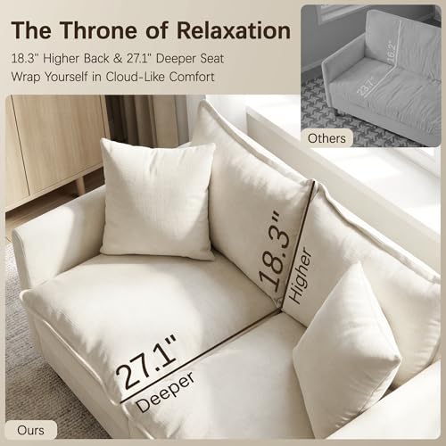 52" Loveseat Sofa, L-Shaped Cloud Love Seat Couches with Ottoman | Comfy Chenille Modern Love Seat with 2 Pillows, Small Loveseat for Small Spaces, Living Room, Bedroom, Apartment,Beige, 52" L - color: Beige, size: 52" L