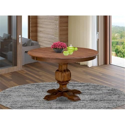 FE3-0N-TP Ferris Modern Kitchen Table - a Round Dining Table Top with Pedestal Base, 48x48 Inch, Sandblasting Antique Walnut - color: Fe3-0n-tp, size: 48x48 Inch