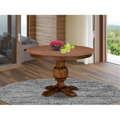 FE3-0N-TP Ferris Modern Kitchen Table - a Round Dining Table Top with Pedestal Base, 48x48 Inch, Sandblasting Antique Walnut - color: Fe3-0n-tp, size: 48x48 Inch