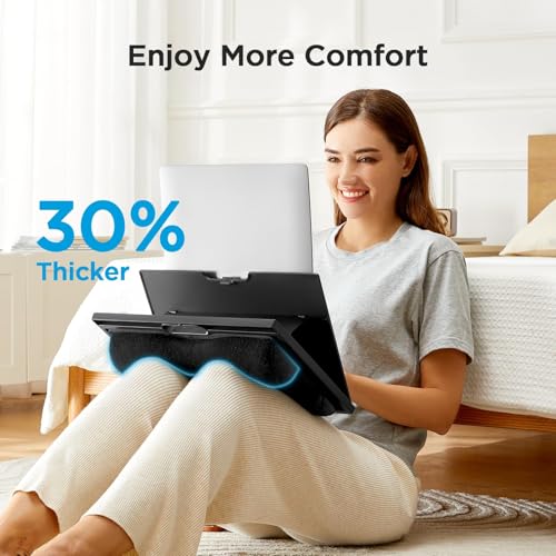 HUANUO Lap Desk with 8 Adjustable Angles – Up to 15.6" Laptop, Black | Dual-cushion base, carry handle, 30% thicker for durability, wider anti-slip ledge, for home office, sofa, bed, car - color: Black