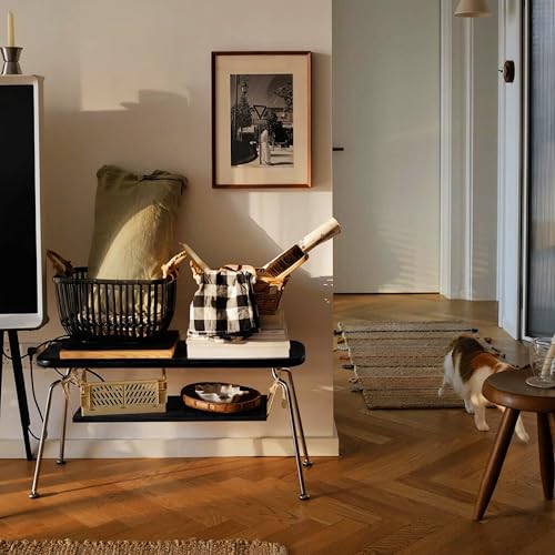 Small Wood Bench, 24" End of Bed Benches, Armless Entryway Bench with Metal Legs & Safety Rounded Corners, Entryway Benches for Dining Table, Small Space, Apartment - color: Black, size: 24"L x 10"W x 17.7"H
