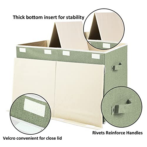 Large Toy Box Chest Storage with Lid, Collapsible Kids Toy Storage Box Bin | Toy Chest with Rivets Handles for Kids, Boys, Girls, Nursery, Playroom, Living Room, Bedroom, 25"x 13" x 16" (Linen Green) - color: Large Green