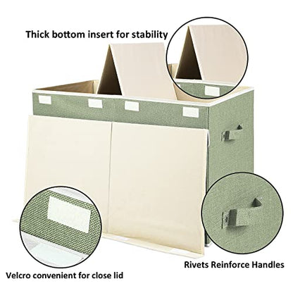 Large Toy Box Chest Storage with Lid, Collapsible Kids Toy Storage Box Bin | Toy Chest with Rivets Handles for Kids, Boys, Girls, Nursery, Playroom, Living Room, Bedroom, 25"x 13" x 16" (Linen Green) - color: Large Green