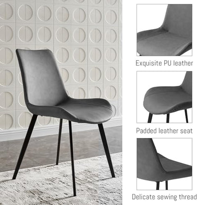 HIPIHOM 55‑Inch Extendable Dining Table Set with 6 Upholstered Chairs and Metal Frame for Dining Room - color: Walnut/Grey-a