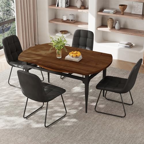HIPIHOM Expandable Folding Dining Table Set, 55-Inch Round to Square Table, Metal Frame, for Dining Room or Apartment (Round Table) - color: Round Table
