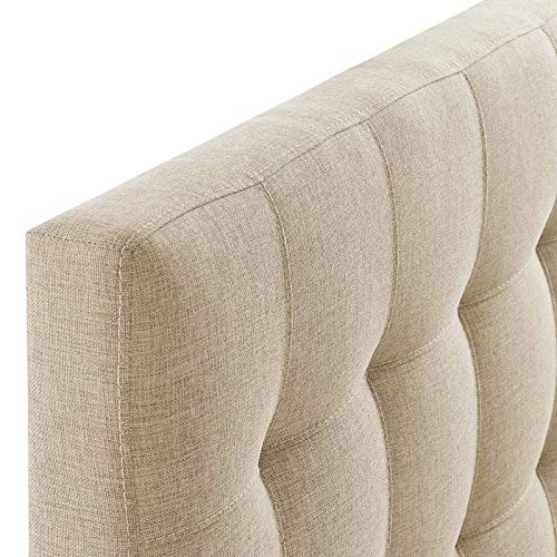 Modway Lily Tufted Linen Fabric Upholstered Twin Headboard in Beige - color: Beige, size: Twin