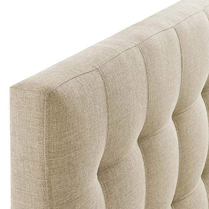 Modway Lily Tufted Linen Fabric Upholstered Twin Headboard in Beige - color: Beige, size: Twin