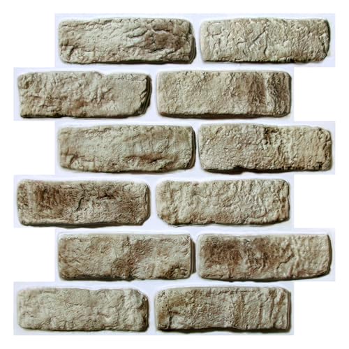 3D Brown Faux Brick Peel and Stick Wall Covering,10 Pcs of 12"X12", Not Real Brick,Small Size Thin PVC Self Adhesive Fake Brick Wall Panels Interior Decor - color: Brown