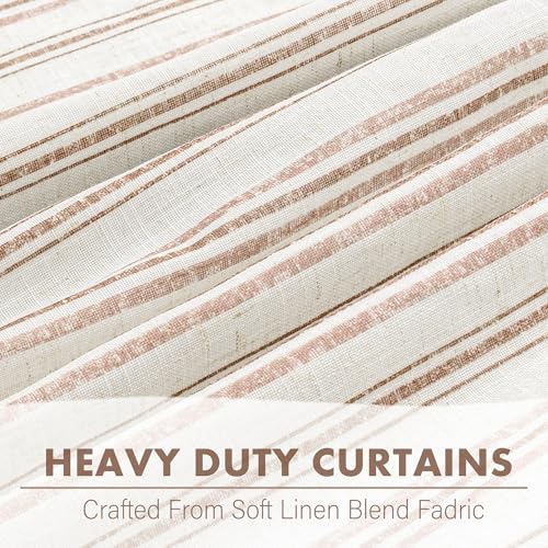 MYSKY HOME Taupe Striped Curtains 100% Blackout 84 Inches Long Farmhouse Rustic Curtains for Bedroom Living Room Tan Stripe Patterned Linen Blend Double Layer Drapes, Grommet, 2 Panels, 52" Wide - color: B-taupe/Blackout, size: 52"W x 84"L (Pack of 2)