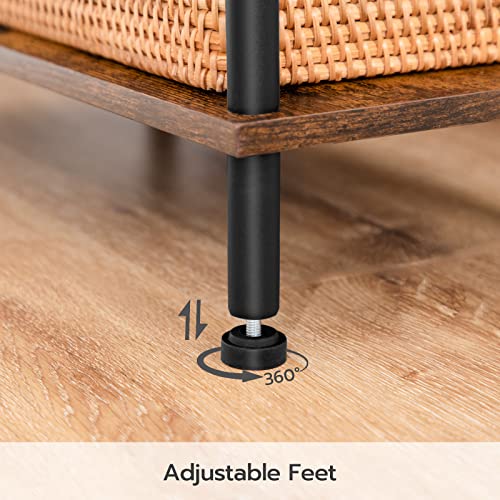 HOOBRO End Table, Small Side Table, Nightstand with 2-Layer Storage Shelves, Sofa Table for Small Spaces, Living Room, Bedroom, Stable Frame, Easy Assembly, Rustic Brown BF09BZ01 - color: Rustic Brown + Black