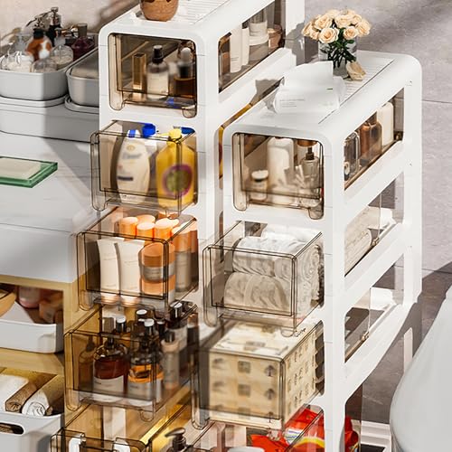 4-Tier Slim Bathroom Storage Cabinet,Narrow Floor Cabinets with Drawers and Wheels,Rolling Narrow Organizer for Small Spaces,Kitchen,Laundry,9”W - size: 4-Tier-9”W