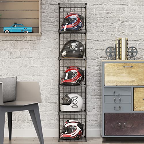 Hat Display Stand,Motorcycle Helmet Rack Stand - Floor-Standing Metal Bike Helmet Holder with Shoe Bag Shelf - Grids Storage Bins for Closet Cabinet - Modular Bookshelf & H,5 Cubes - size: 5 Cubes