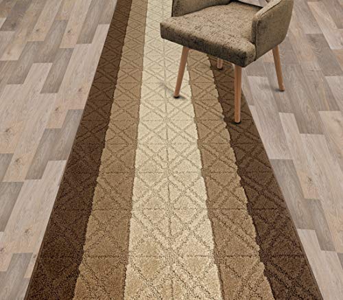 Custom Length Special Size Non-Slip Carpet Runner Rug for Long Narrow Hallways, Prevent Slippery Cold Floors, Triangles Brown, 25'' x 3' Doormat Size - color: Triangles / Brown, size: 2'1" x 3' (Rectangular)