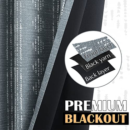 jinchan Boho Blackout Curtains 63 Inch Length for Bedroom Living Room | White on Grey Geometric Grommet Curtains Room Darkening Thermal Insulated Window Treatments 2 Panels - color: Boho | White on Grey, size: 52"W x 63"L (Pack of 2)
