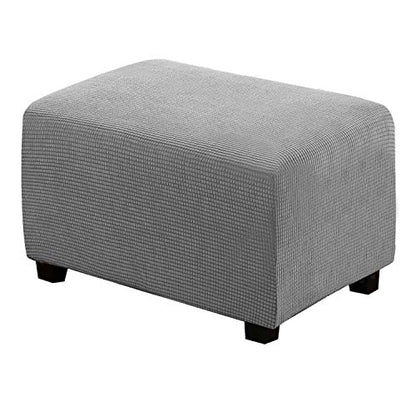 H.VERSAILTEX Ottoman Cover Slipcover Rectangle Fit Length 29"-34" Footrest Sofa Slipcovers Stool Cover Footstool Protector Covers Feature Stretch Thick Soft Jacquard Fabric Removable Washable - Dove - color: Dove, size: Rectangle-Large