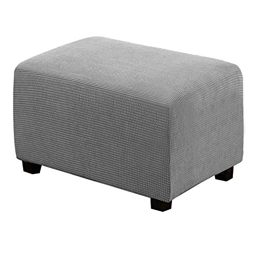 H.VERSAILTEX Ottoman Cover Slipcover Rectangle Fit Length 29"-34" Footrest Sofa Slipcovers Stool Cover Footstool Protector Covers Feature Stretch Thick Soft Jacquard Fabric Removable Washable - Dove - color: Dove, size: Rectangle-Large