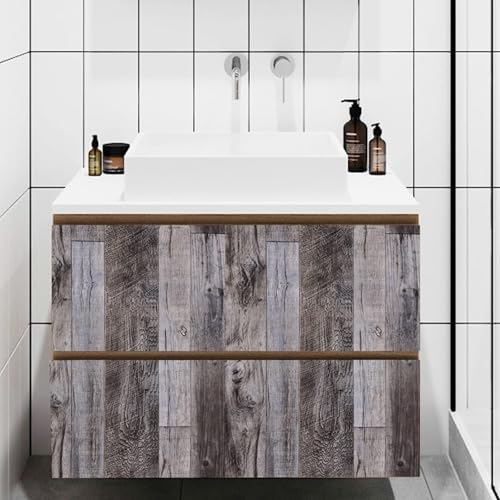 Yun-aeon Gray Wood Peel and Stick Wallpaper 34.6" X 480" Self Adhesive Wallpaper Backsplash Line Removable Wall Paper Bathroom Old Furniture Renovation Furniture - color: Natural Wood-Gray, size: 34.6" x 480"
