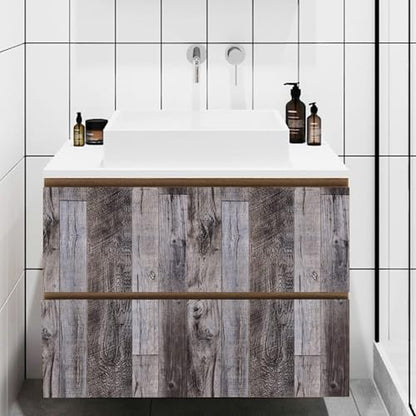 Yun-aeon Gray Wood Peel and Stick Wallpaper 34.6" X 480" Self Adhesive Wallpaper Backsplash Line Removable Wall Paper Bathroom Old Furniture Renovation Furniture - color: Natural Wood-Gray, size: 34.6" x 480"