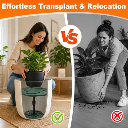 2 Pack Plant Risers for Inside Pots, 17.5-32" Rise Plastic Planter Inserts | Adjustable Height Planter Inserts for Large Pots, Pot Fillers for Tall Square Round Taper Planters (6" 8" 10" Base or Top) - size: XL Tall Lift: 17.5-32" Rise - 2Pack