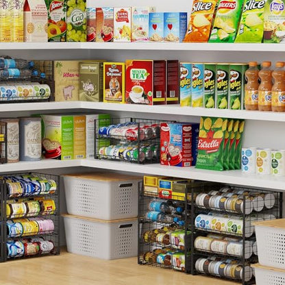 2 Pack Stackable Can Organizer, Adjustable Can Holder Rack for Pantry | 2-Tier Can Storage Rack Holds Up to 60 Cans, Organizer for Soda & Food Cans in Kitchen Cabinet, Black - style: 2-Tier 2-Pack