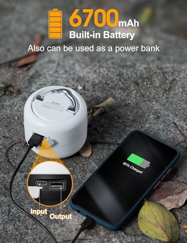ZMNT LED Camping Lantern Rechargeable 1000LM, Up to 300H Running Time Camping Tent Light, 6700mAh Emergency Light for Hurricane, Power Outages, Home, Hiking, Water-Resistant - color: White